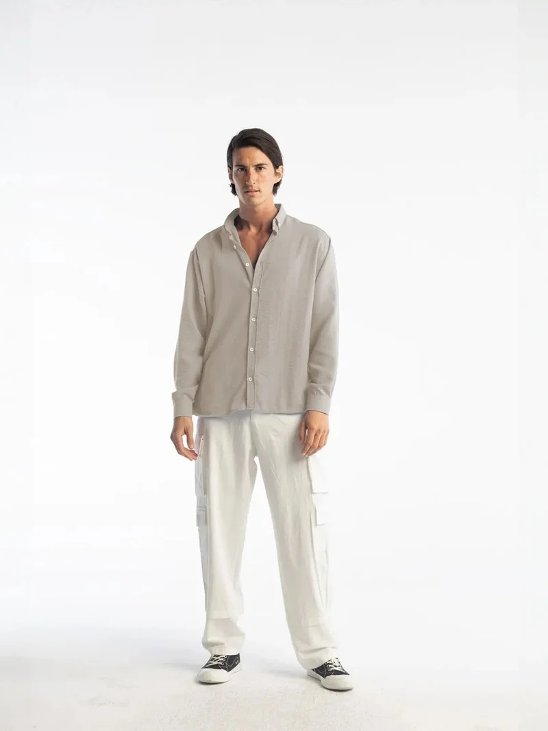 جيستو GIESTO Oversized Button-Up Long Sleeve Shirt